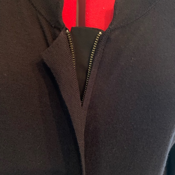 Black Cardigan - duster length with zip front closure and sheer back. - Picture 2 of 6